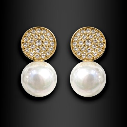 Dámské ocelové náušnice Mavell se zirkony a říční perlou (1)