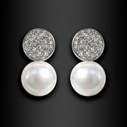 Dámské ocelové náušnice Mavell se zirkony a říční perlou (3)