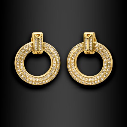 Elegantní dámské ocelové náušnice Miravell Gold se zirkony (1)