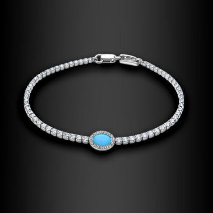 Dámský ocelový náramek Vivaryn s tyrkysovým kamenem a zirkony (1)
