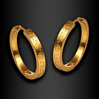 Dámské ocelové náušnice Norevia s řeckým vzorem (1)