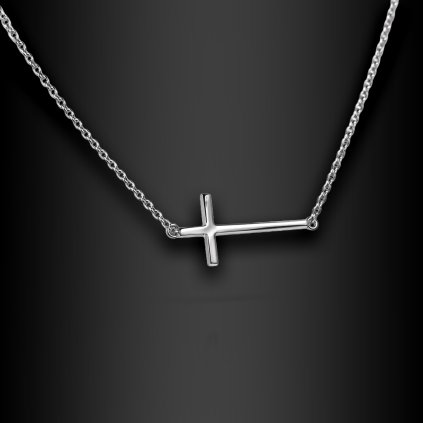 Dámský stříbrný náhrdelník s podélným křížkem Ag 9251000 (1)
