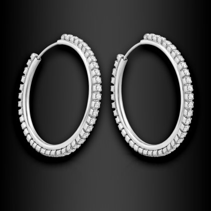 Dámské ocelové kruhové náušnice Cercles d’acier se zirkony (1)