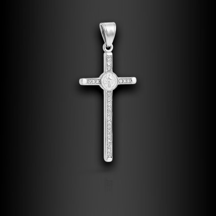 Unisex ocelový přívěsek Crista Lux – kříž se zirkony (1)