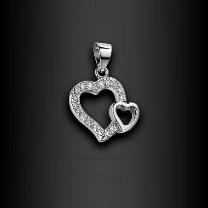 Dámský stříbrný přívěsek Amoria – dvojité srdce se zirkony (1)