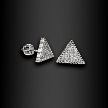 Dámské stříbrné náušnice Triana – minimalistické trojúhelníky se zirkony (1)