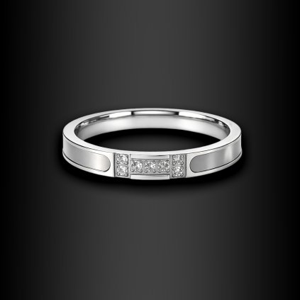 Jemný dámský ocelový prsten Lumairo s perletí a zirkony (1)