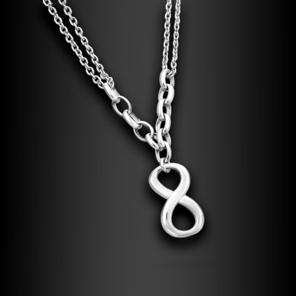 Dámský dvojitý ocelový náhrdelník Zanaria s přívěskem osmička (1)