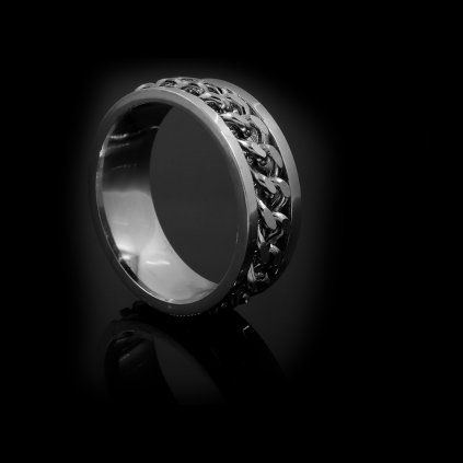 Ocelový prsten s řetízkem po obvodu | DG Šperky  + Doprava zdarma + Dárkové balení zdarma