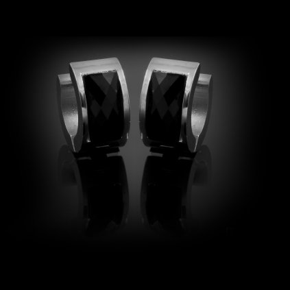 *Náušnice ocelové kruhy Noir s černým krystalem | DG Šperky  + Doprava zdarma + Dárkové balení zdarma