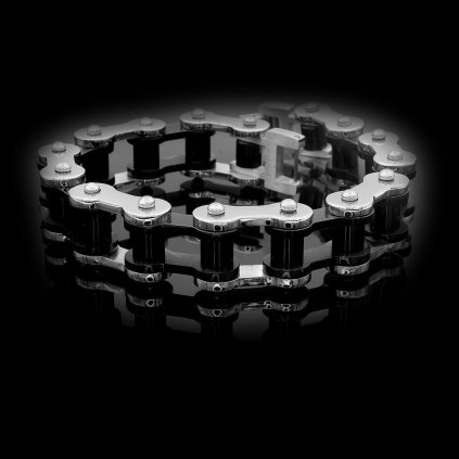 Pánský ocelový náramek Motorkářský řetěz Silver Black | DG Šperky  + Doprava zdarma + Dárkové balení zdarma