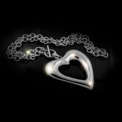 *Mohutný ocelový náhrdelník se srdcem | DG Šperky  + Doprava zdarma