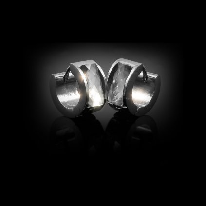 Náušnice ocelové kruhy s čirým krystalem | DG Šperky  + Doprava zdarma + Dárkové balení zdarma