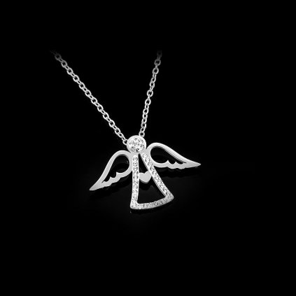 Ocelový přívěsek symbol anděla se zirkony | DG Šperky  + Doprava zdarma + Dárkové balení zdarma