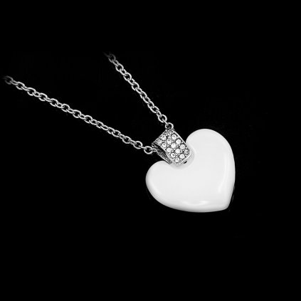 Přívěsek jemné keramické srdce Blanche v bílém provedení | DG Šperky  + Doprava zdarma + Dárkové balení zdarma