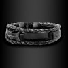 Pánský trojitý náramek - Chirurgická ocel a kůže  + Doprava zdarma + Dárkové balení zdarma