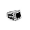 Pánský prsten s černým krystalem a řeckým vzorem - Chirurgická ocel  + Doprava zdarma + Dárkové balení zdarma