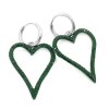Visací náušnice ve tvaru srdce se zirkony v provedení Green | DG Šperky  + Doprava zdarma + Dárkové balení zdarma