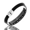 Pánský dvojitý náramek s destičkou - Chirurgická ocel a kůže  + Doprava zdarma + Dárkové balení zdarma