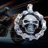 Pánský motorkářský přívěsek Skula s lebkou a řetězem - Chirurgická ocel  + Řetízek zdarma + Doprava zdarma + Dárkové balení zdarma