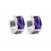 Ocelové náušnice Amethia kruhy s fialovým krystalem ♀️ DG Šperky  + Doprava zdarma + Dárkové balení zdarma