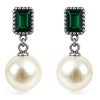 Dámské náušnice Amelisse s říční perlou a smaragdovým zirkonem (2)