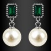 Dámské náušnice Amelisse s říční perlou a smaragdovým zirkonem (1)