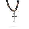 Pánský náhrdelník Marcelli s křížkem a lavovými kameny (2)