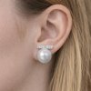 Dámské ocelové náušnice Esperyn s říční perlou a zirkony (2)
