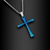 Ocelový náhrdelník s modrým křížkem v minimalistickém provedení (1)