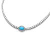 Dámský luxusní ocelový náhrdelník Vivaryn se zirkony a tyrkysovým kamenem (4)
