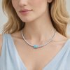 Dámský luxusní ocelový náhrdelník Vivaryn se zirkony a tyrkysovým kamenem (5)