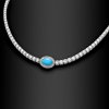 Dámský luxusní ocelový náhrdelník Vivaryn se zirkony a tyrkysovým kamenem (3)