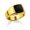 Pánský ocelový prsten Parivelle se zlatým provedením a černým kamenem (2)