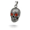 Pánský ocelový 3D přívěsek Nerithio – lebka s krvavými zirkony (2)