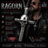 Pánský ocelový přívěsek Ragorn – kříž s lebkou (3)