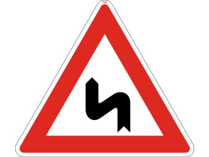 Dopravní Značka A2b velká Dvojitá zatáčka, první vlevo