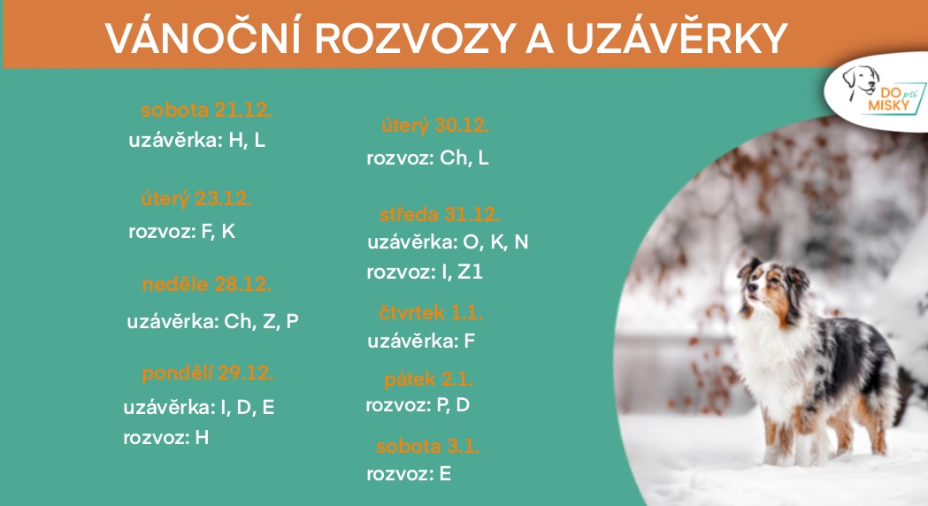 Vánoční  termíny rozvozů a uzávěrek