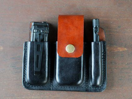 EDC kozene puzdro na svietidlo multitool pero