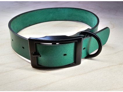 Kožený obojok Classic Black 25 zelený