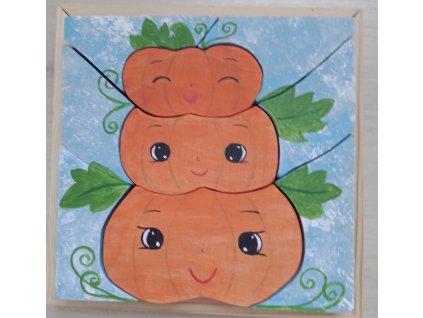 Mosolygós tököcskék kirakó, fából