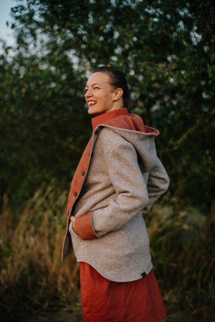 Dámsky obojstranný vlneno-ľanový kabátik (VIAC FARIEB)