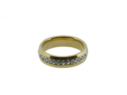 Prsten z oceli zlatý s kamínky M001