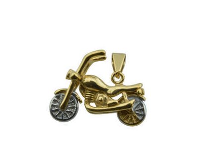 Přívěsek z oceli zlatý motorka F100