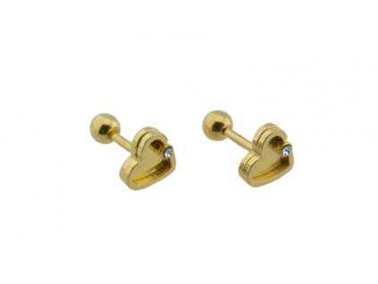 Piercing do ucha z oceli zlaté srdíčka D007