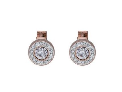 Náušnice rose gold z oceli s krystalky C 281