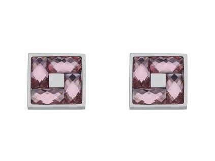 Náušnice stříbrné s růžovými krystaly C284