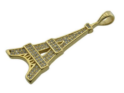 Přívěsek zlatý z oceli s krystalky Eiffelovky