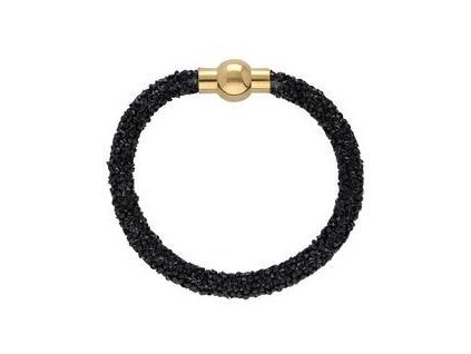 Náramek z oceli z černých krystalků L248