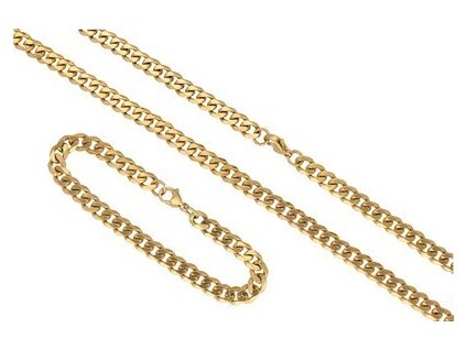 Pánský set šperků z chirurgické oceli zlatý B583
